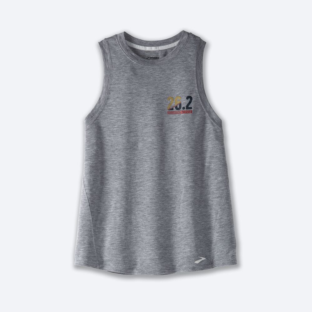 Camiseta Tirantes Brooks MCM22 Distance Estampadas Mujer Gris | Ecuador-92045