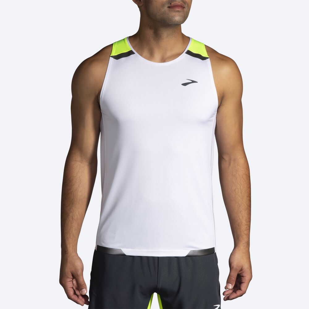 Camiseta Tirantes Brooks Run Visible Hombre Blancas | Ecuador-85697