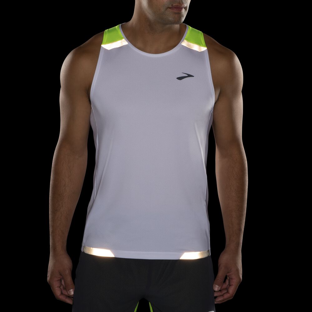 Camiseta Tirantes Brooks Run Visible Hombre Blancas | Ecuador-85697