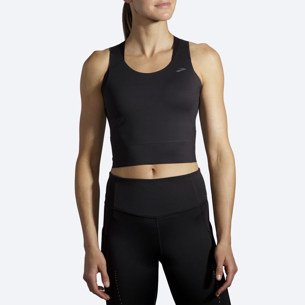 Camiseta Tirantes Brooks Run Within Crop Mujer Negras | Ecuador-04678