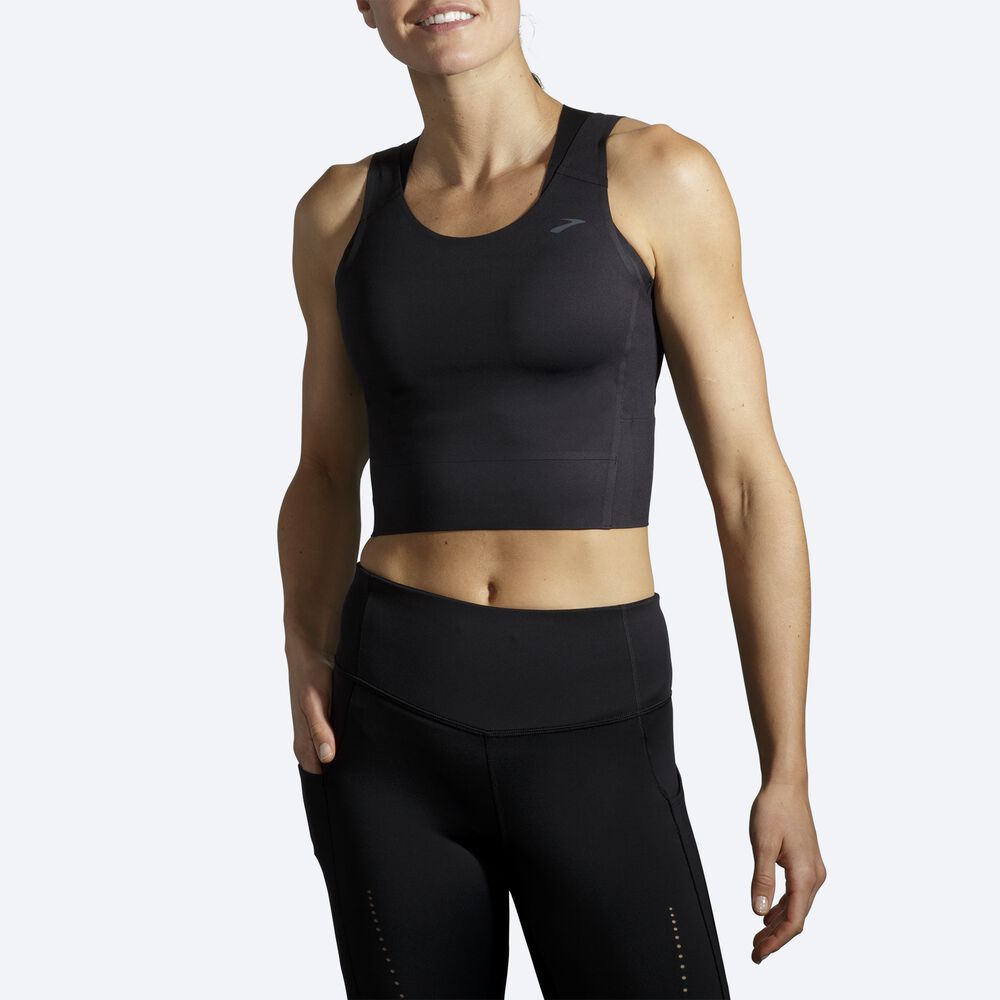 Camiseta Tirantes Brooks Run Within Crop Mujer Negras | Ecuador-04678