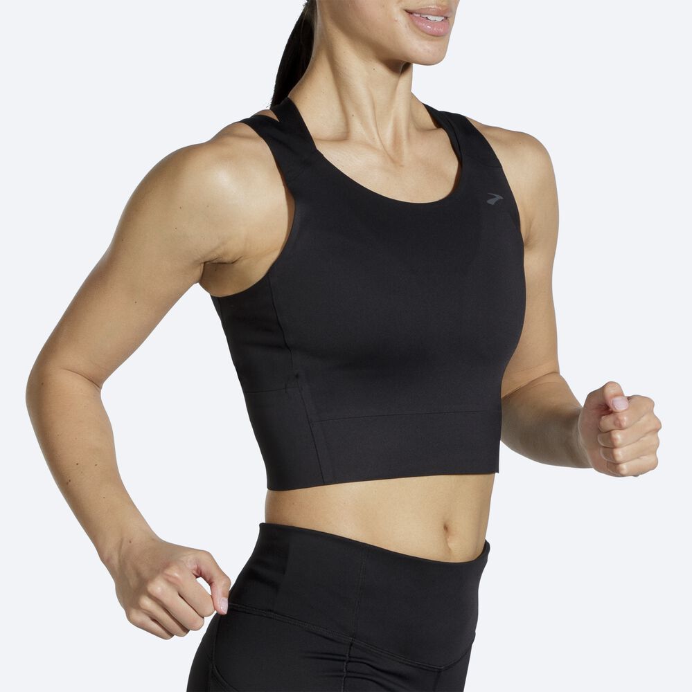 Camiseta Tirantes Brooks Run Within Crop Mujer Negras | Ecuador-04678