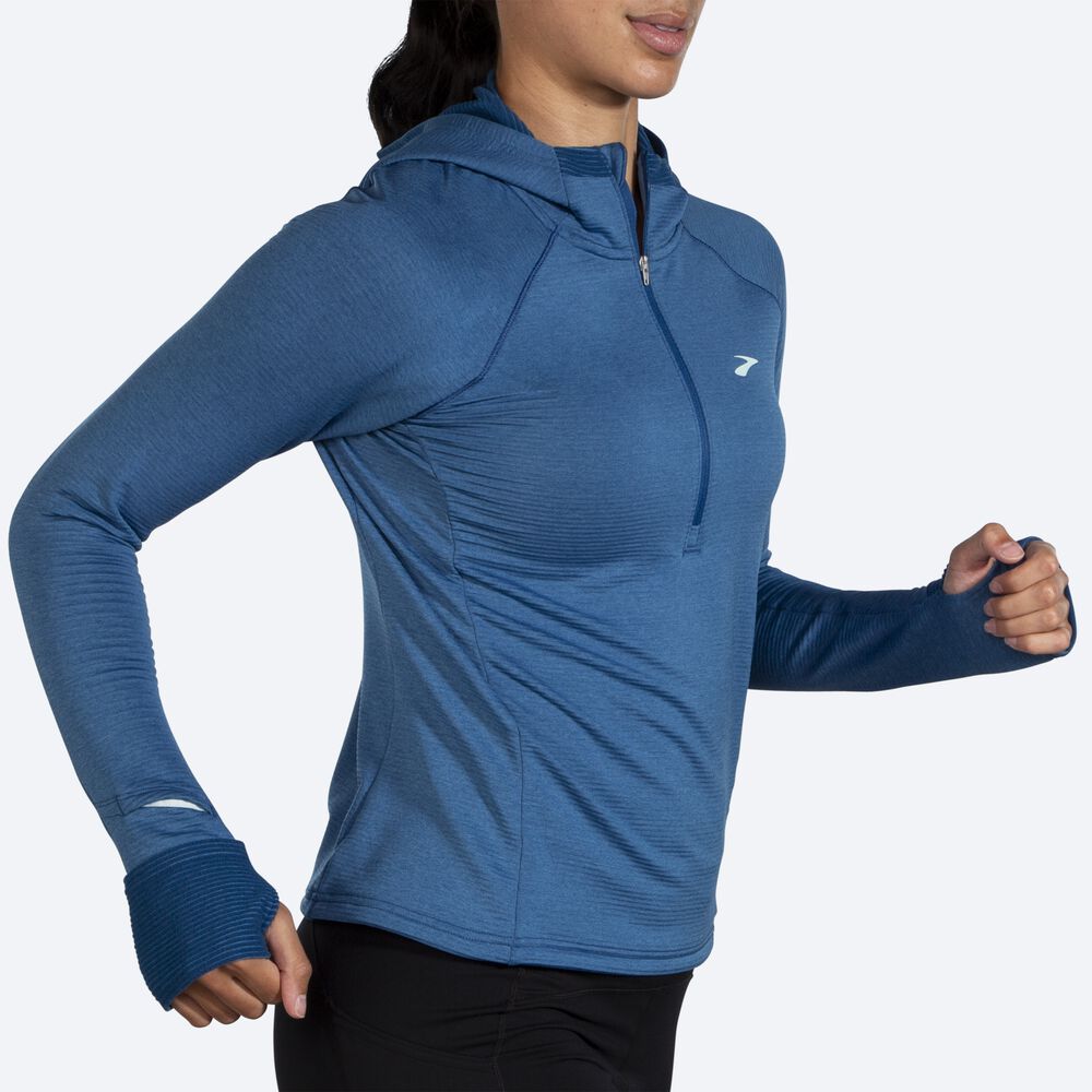 Sudadera Con Capucha Brooks Notch Thermal 2.0 Mujer Azules Gris | Ecuador-47013