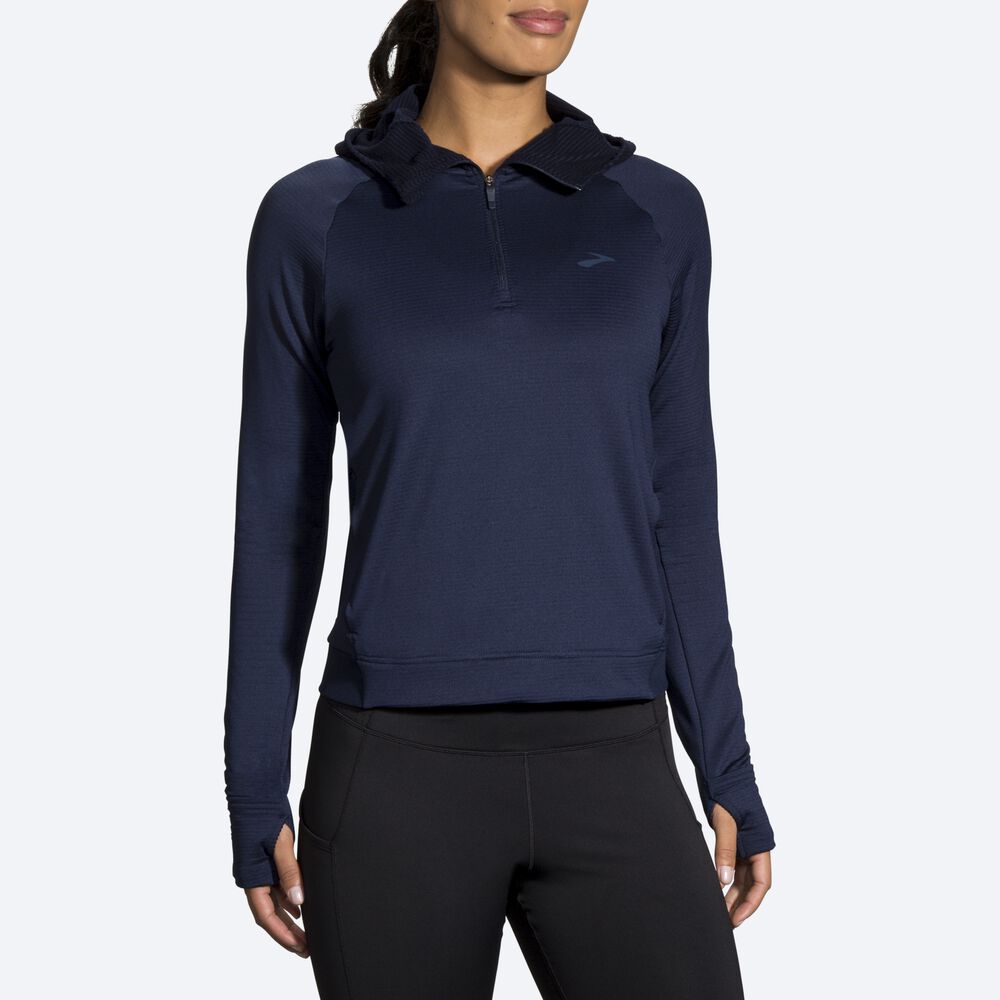 Sudadera Con Capucha Brooks Notch Thermal Mujer Azul Marino | Ecuador-87026