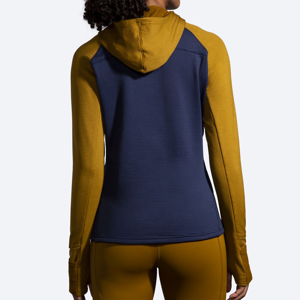 Sudadera Con Capucha Brooks Notch Thermal 2.0 Mujer Verde Oliva/Azul Marino/Azules | Ecuador-96823