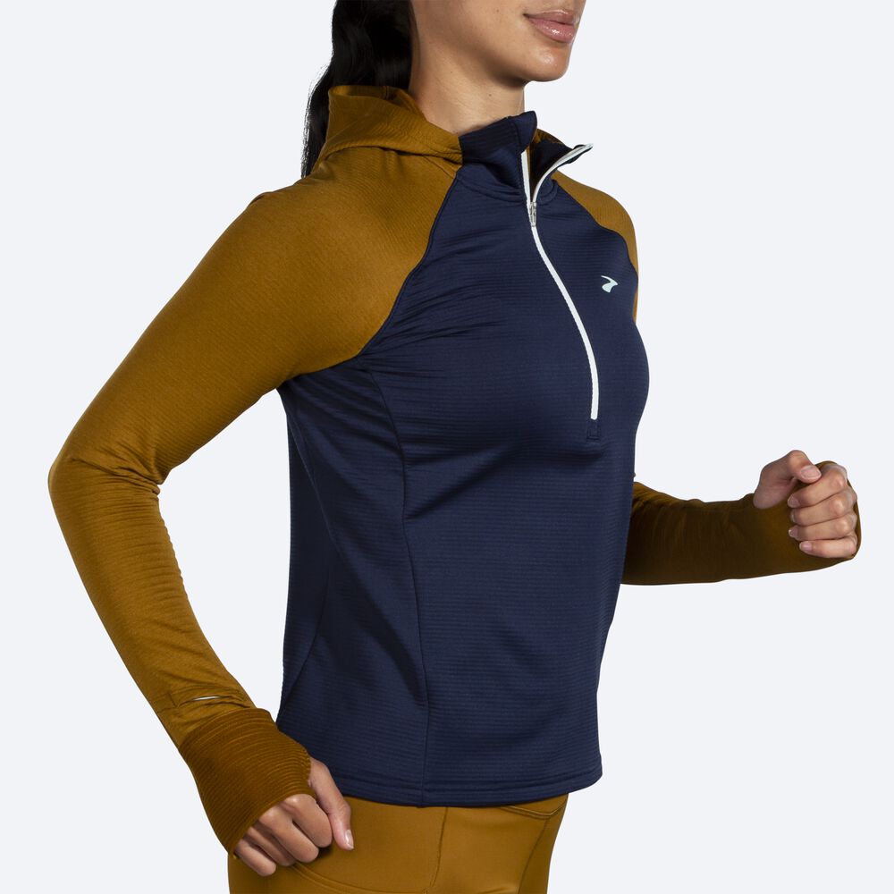 Sudadera Con Capucha Brooks Notch Thermal 2.0 Mujer Verde Oliva/Azul Marino/Azules | Ecuador-96823