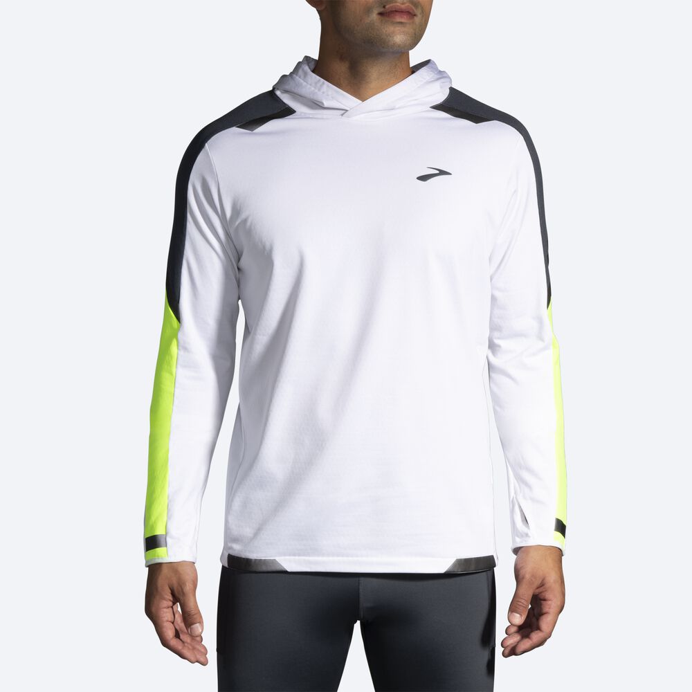 Sudadera Con Capucha Brooks Run Visible Thermal Hombre Blancas | Ecuador-14065