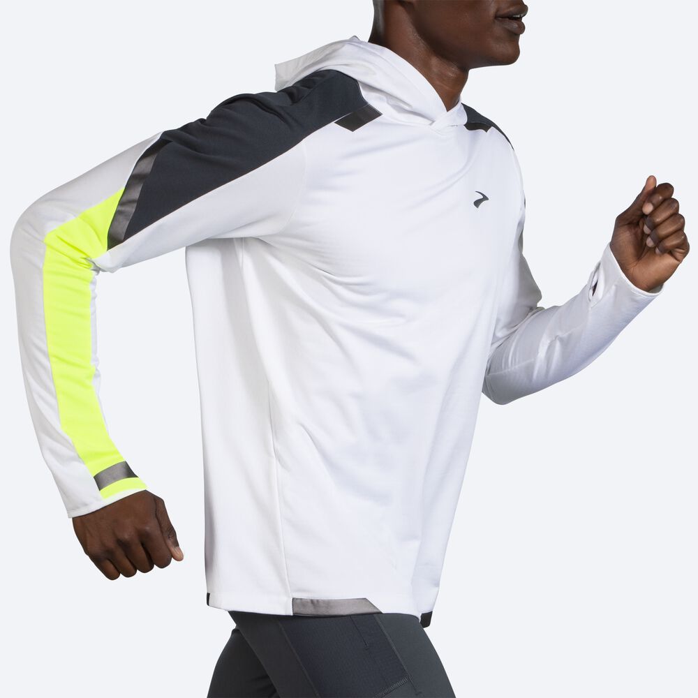 Sudadera Con Capucha Brooks Run Visible Thermal Hombre Blancas | Ecuador-14065