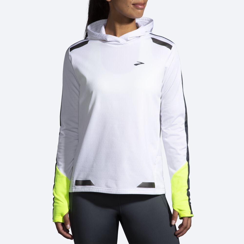 Sudadera Con Capucha Brooks Run Visible Thermal Mujer Blancas | Ecuador-59410