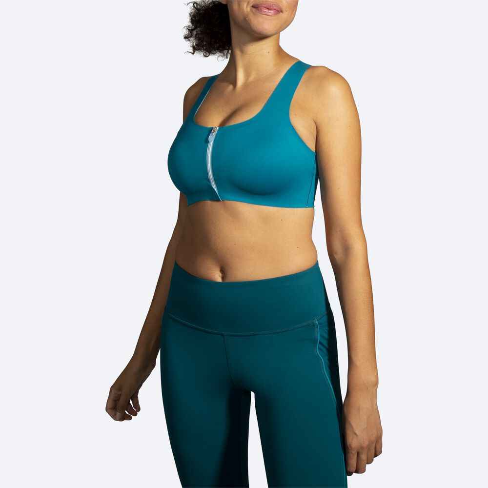 Sujetadores Deportivos Brooks Dare Zip Run Bra Mujer Azules | Ecuador-03271