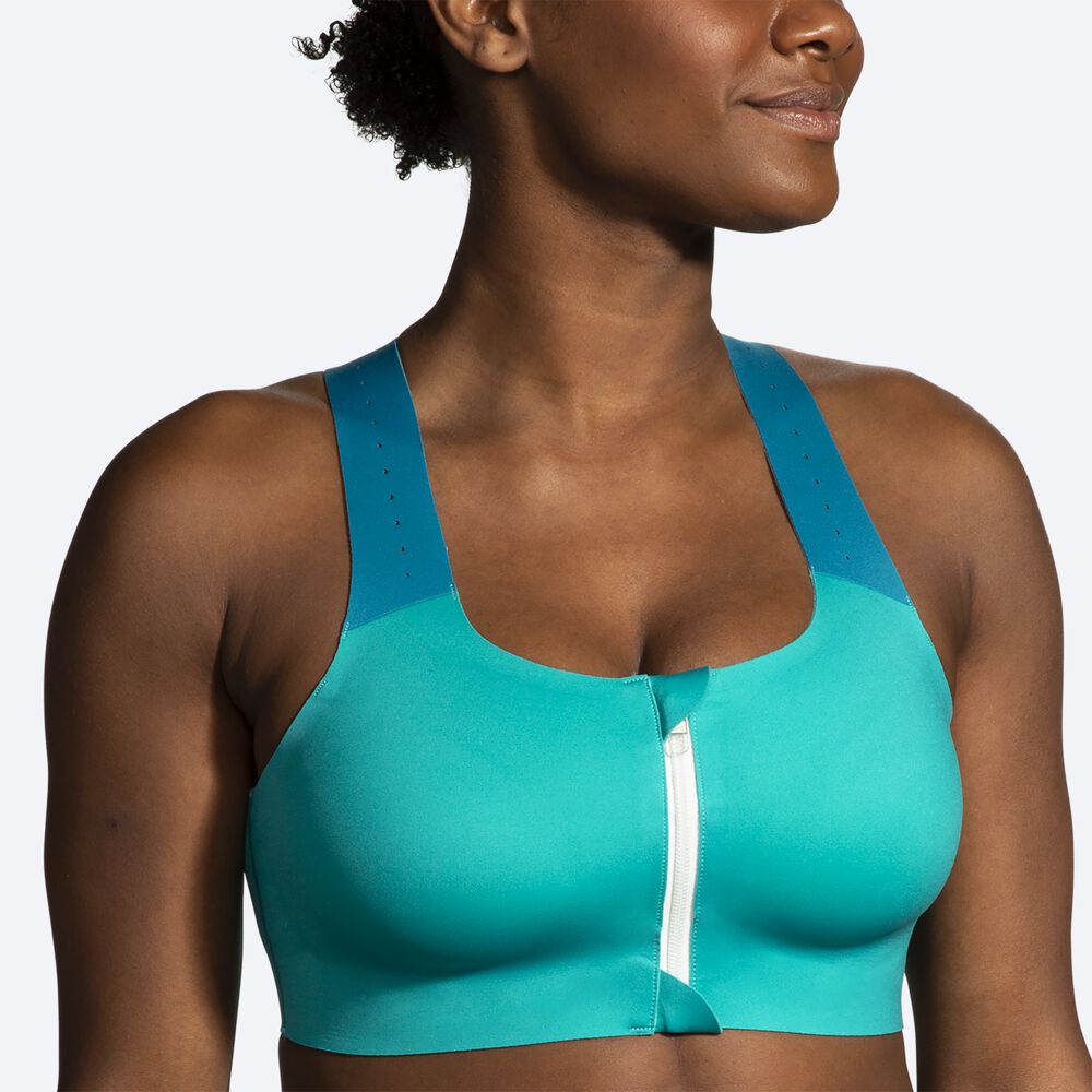 Sujetadores Deportivos Brooks Dare Zip Run Bra 2.0 Mujer Verde/Verde Claro Menta | Ecuador-10423