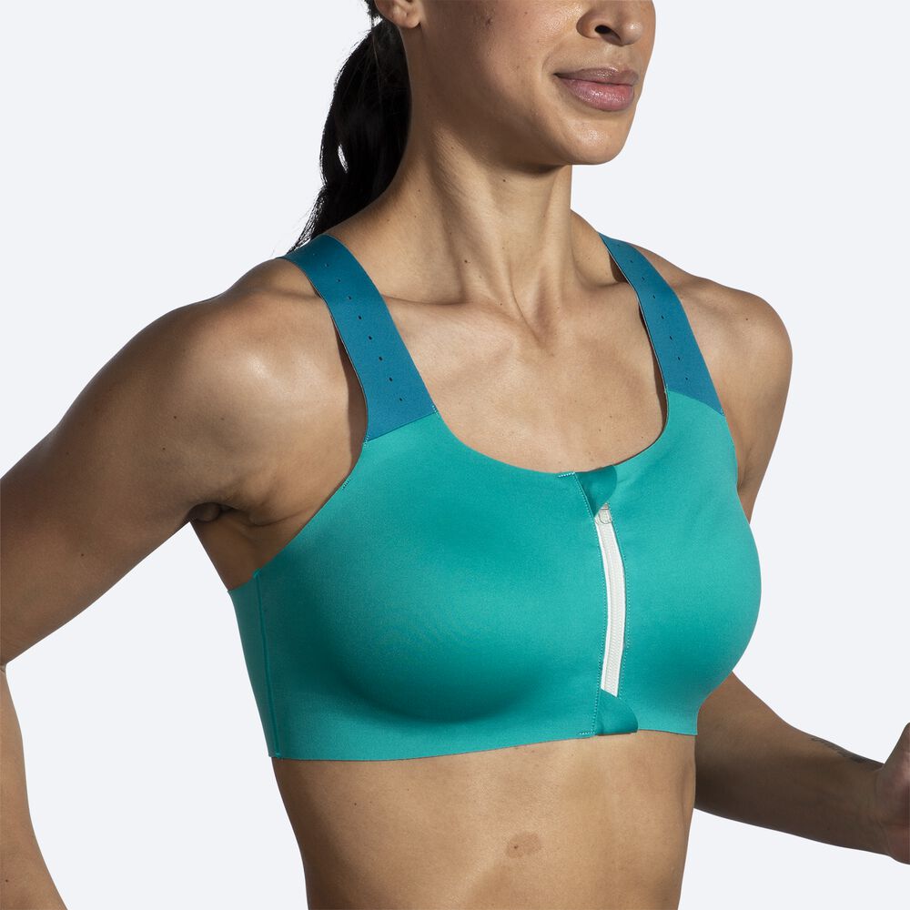 Sujetadores Deportivos Brooks Dare Zip Run Bra 2.0 Mujer Verde/Verde Claro Menta | Ecuador-10423