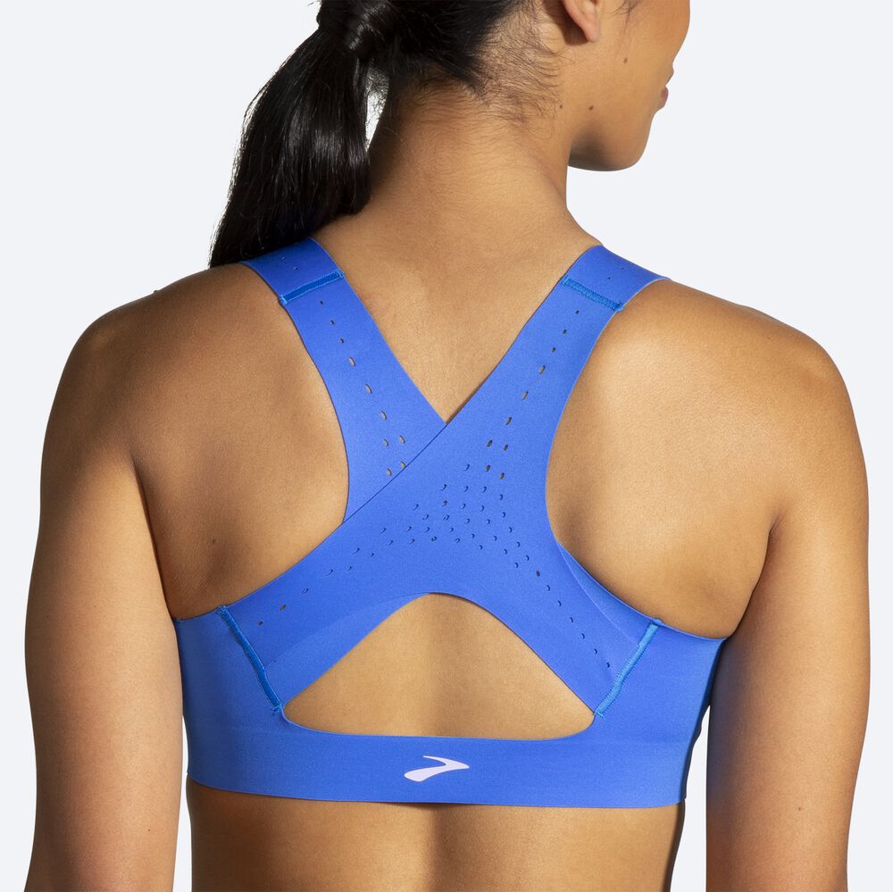 Sujetadores Deportivos Brooks Dare Zip Run Bra 2.0 Mujer Azules/Doradas | Ecuador-10978