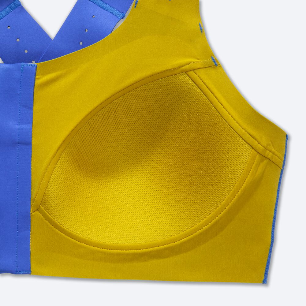 Sujetadores Deportivos Brooks Dare Zip Run Bra 2.0 Mujer Azules/Doradas | Ecuador-10978