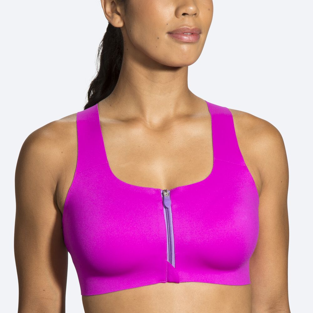 Sujetadores Deportivos Brooks Dare Zip Run Bra Mujer Rosas/Moradas | Ecuador-30749