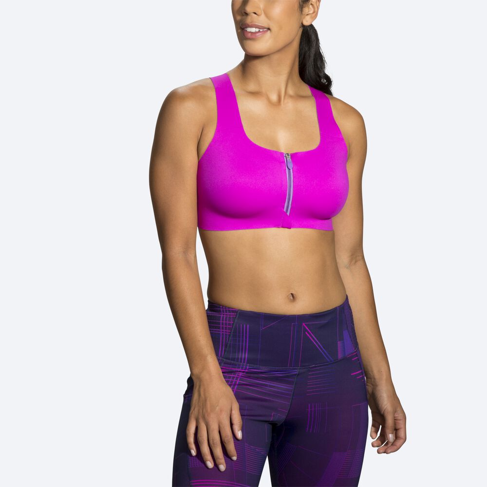 Sujetadores Deportivos Brooks Dare Zip Run Bra Mujer Rosas/Moradas | Ecuador-30749