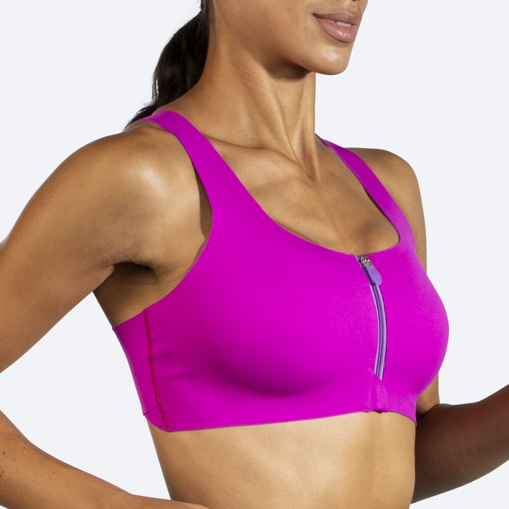 Sujetadores Deportivos Brooks Dare Zip Run Bra Mujer Rosas/Moradas | Ecuador-30749