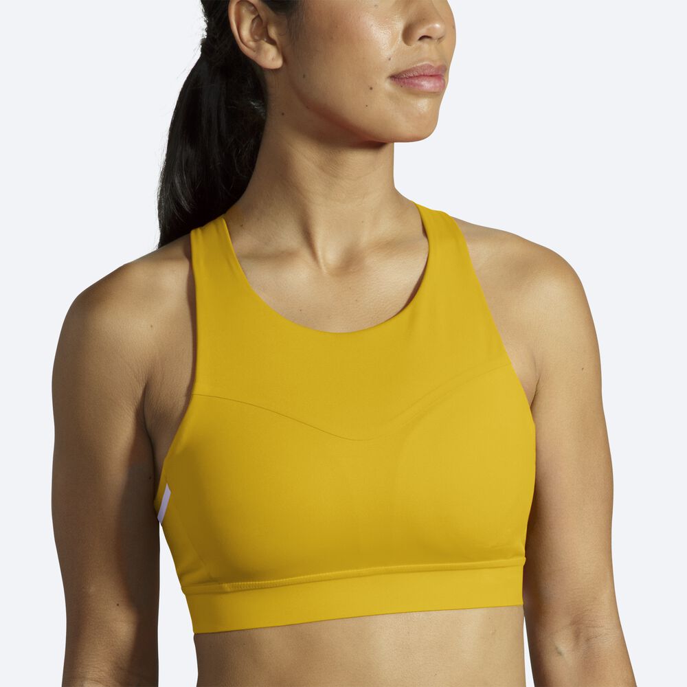 Sujetadores Deportivos Brooks Drive 3 Pocket Run Bra Mujer Doradas/Moradas Gris | Ecuador-30974