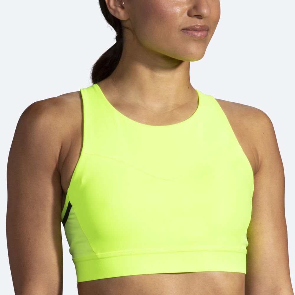 Sujetadores Deportivos Brooks Drive 3 Pocket Run Bra Mujer Amarillo | Ecuador-40938