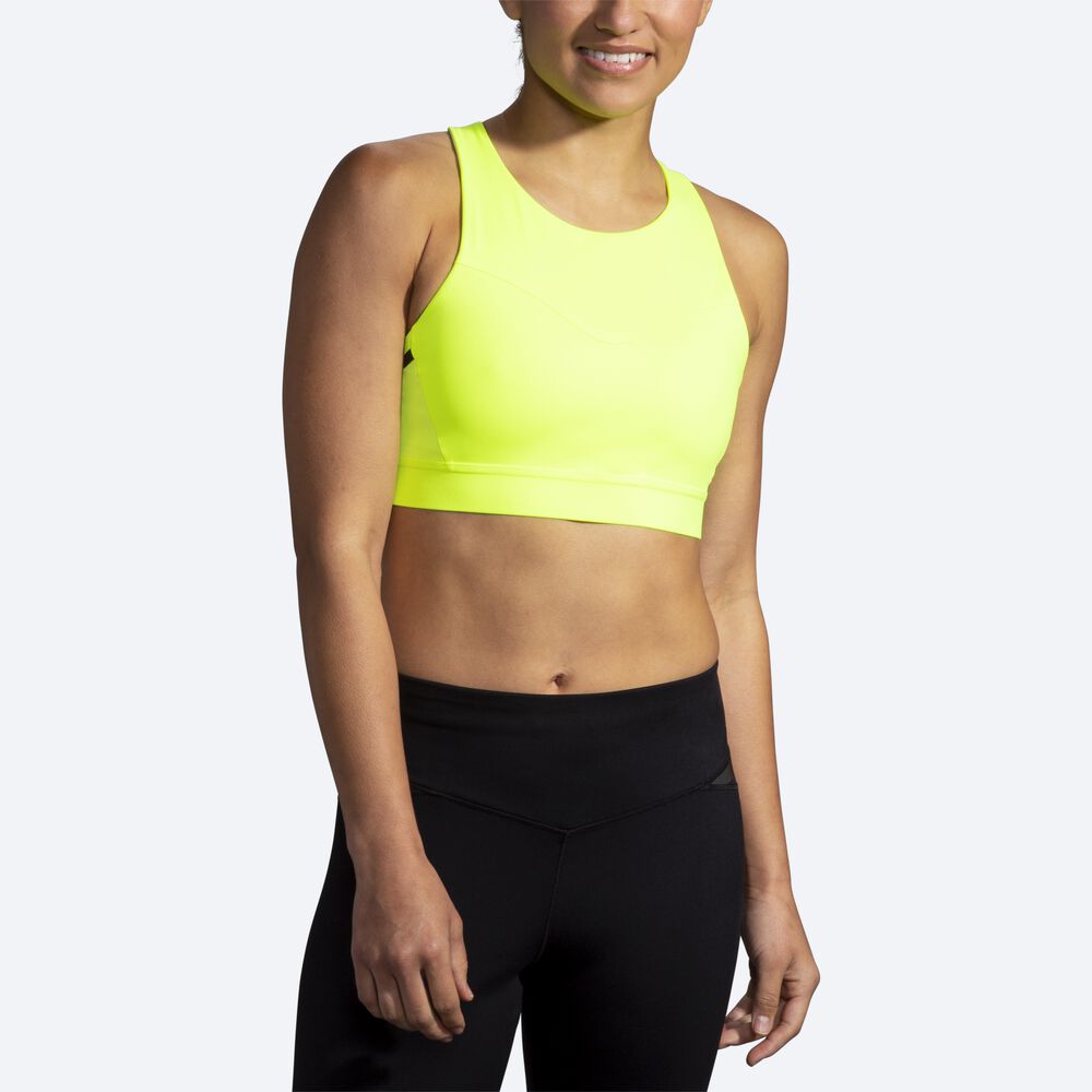 Sujetadores Deportivos Brooks Drive 3 Pocket Run Bra Mujer Amarillo | Ecuador-40938