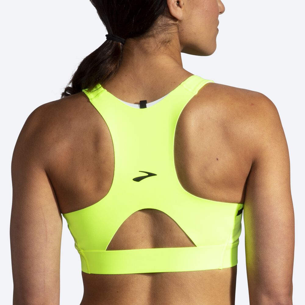 Sujetadores Deportivos Brooks Drive 3 Pocket Run Bra Mujer Amarillo | Ecuador-40938