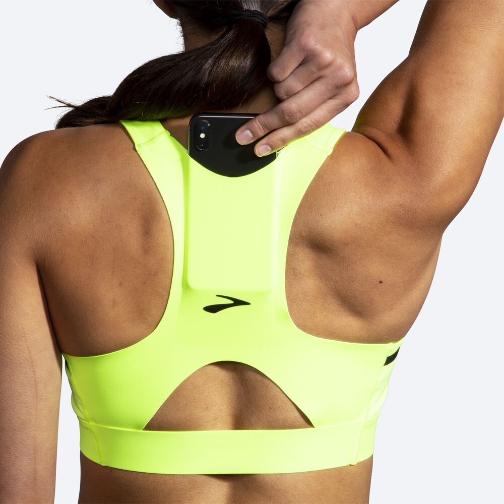 Sujetadores Deportivos Brooks Drive 3 Pocket Run Bra Mujer Amarillo | Ecuador-40938