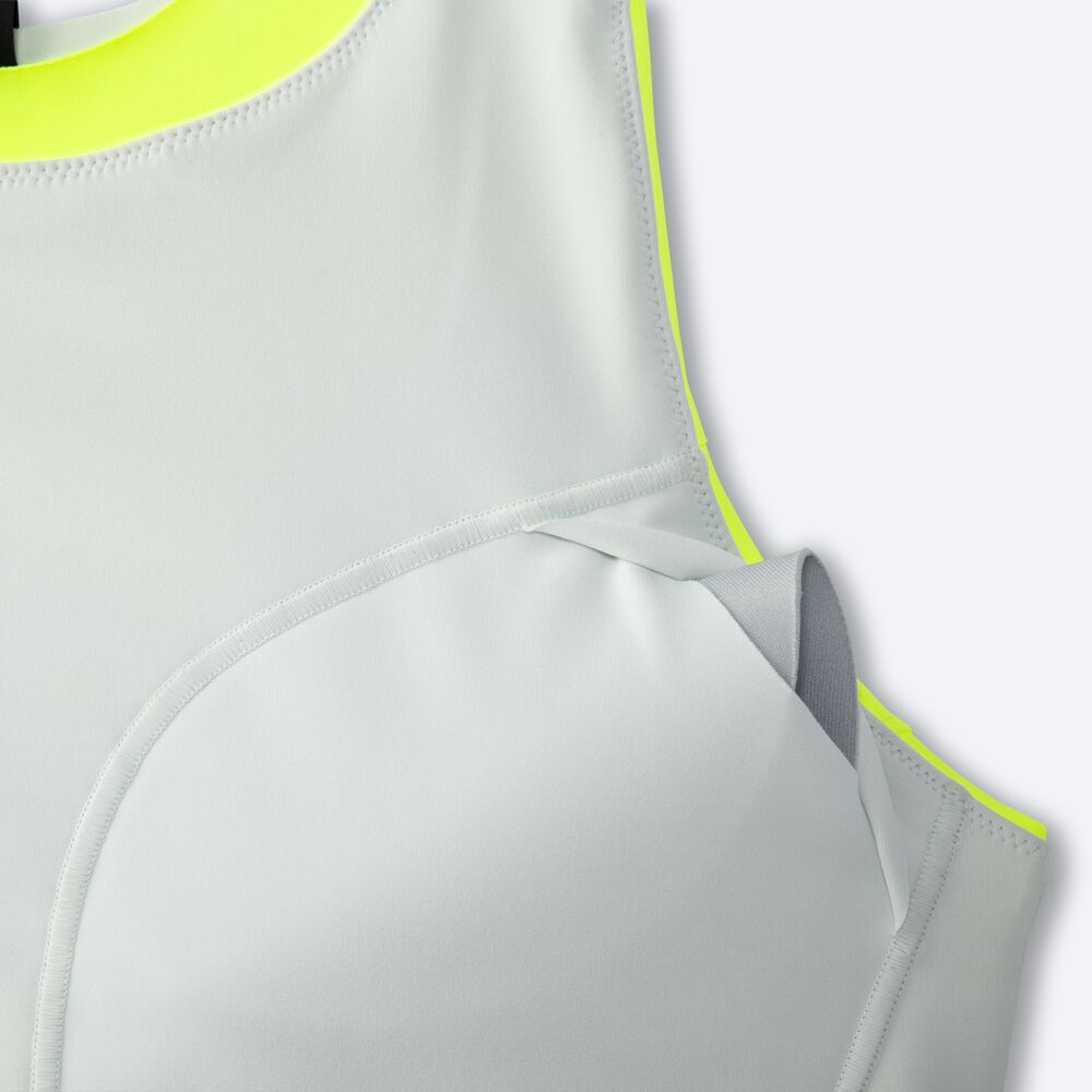 Sujetadores Deportivos Brooks Drive 3 Pocket Run Bra Mujer Amarillo | Ecuador-40938