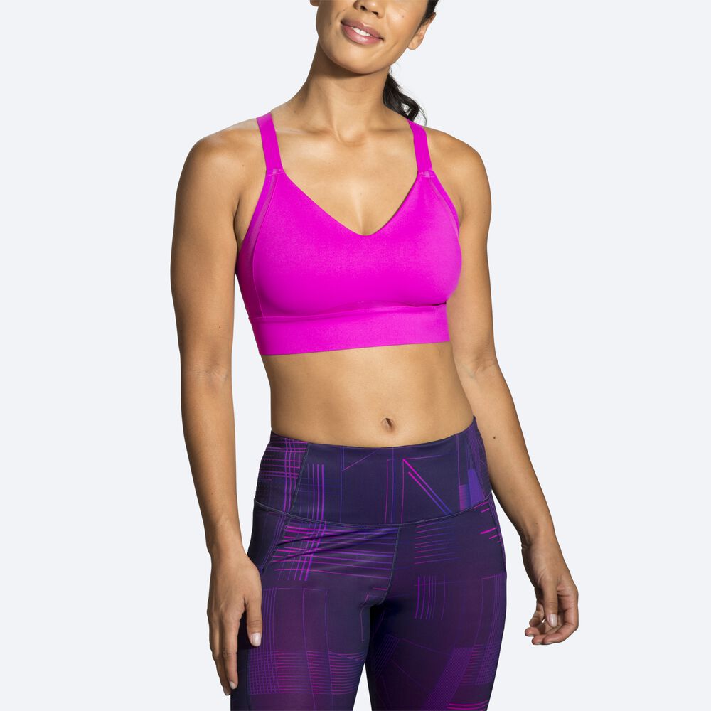 Sujetadores Deportivos Brooks Drive Interlace Run Bra Mujer Rosas/Moradas | Ecuador-25486