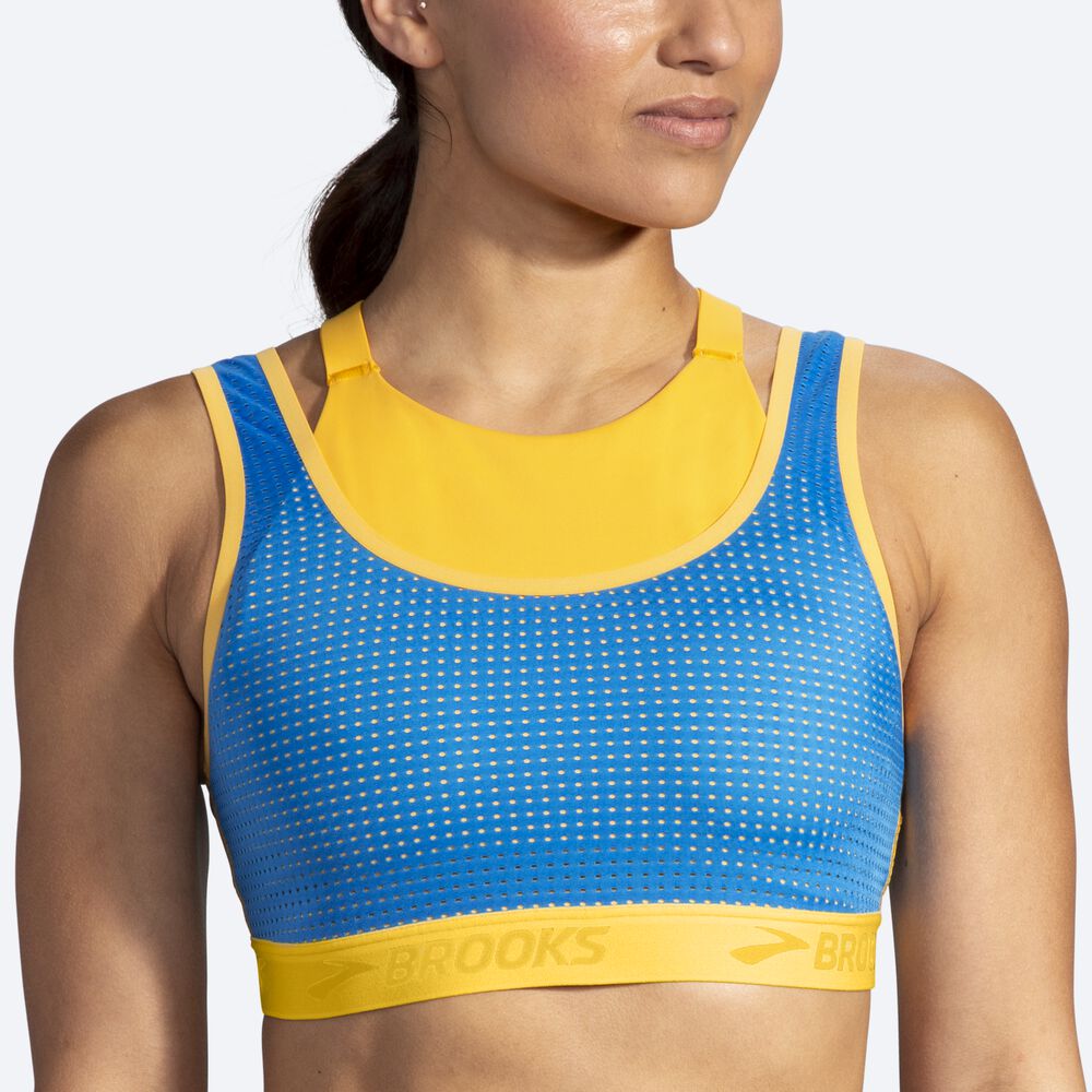 Sujetadores Deportivos Brooks Drive Mesh Run Bra Mujer Amarillo/Azules | Ecuador-10537