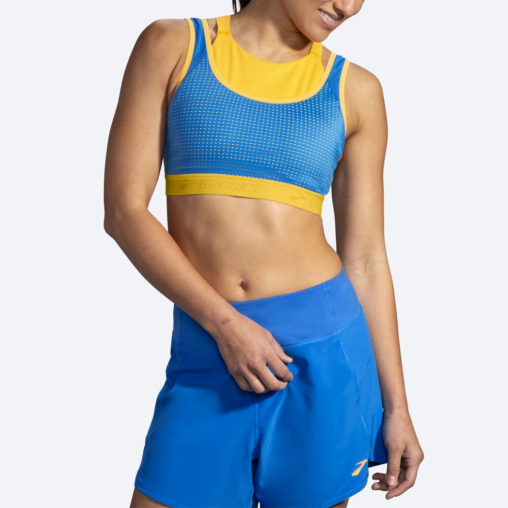 Sujetadores Deportivos Brooks Drive Mesh Run Bra Mujer Amarillo/Azules | Ecuador-10537