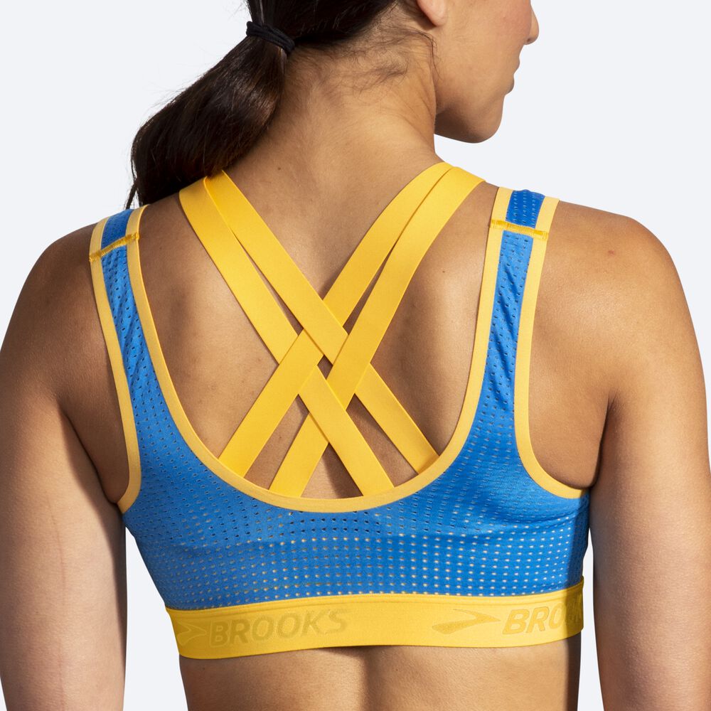 Sujetadores Deportivos Brooks Drive Mesh Run Bra Mujer Amarillo/Azules | Ecuador-10537