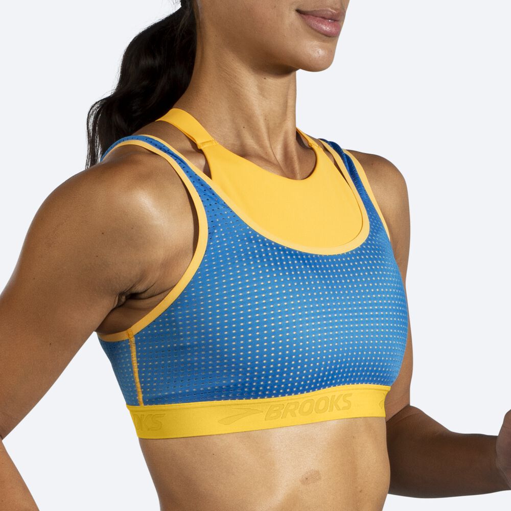 Sujetadores Deportivos Brooks Drive Mesh Run Bra Mujer Amarillo/Azules | Ecuador-10537