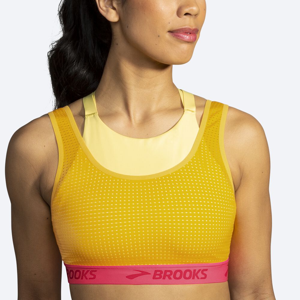 Sujetadores Deportivos Brooks Drive Mesh Run Bra Mujer Marrones/Naranjas | Ecuador-40836