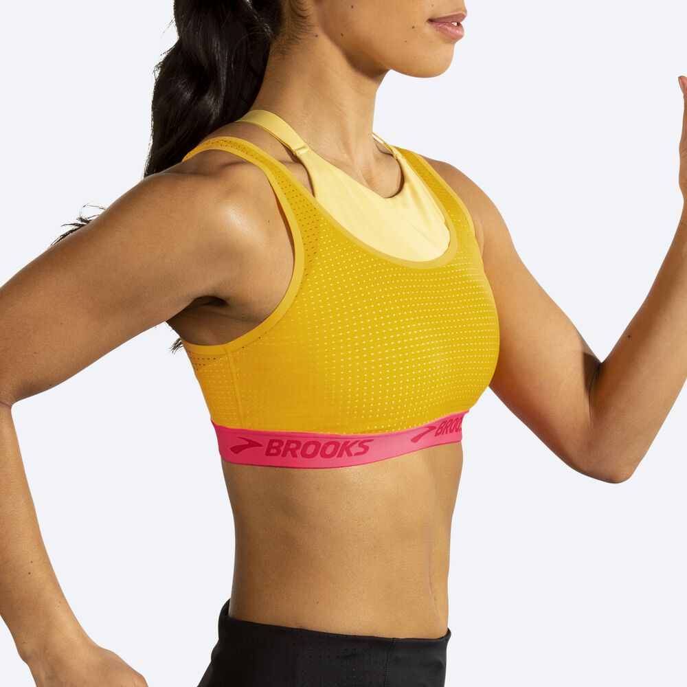 Sujetadores Deportivos Brooks Drive Mesh Run Bra Mujer Marrones/Naranjas | Ecuador-40836