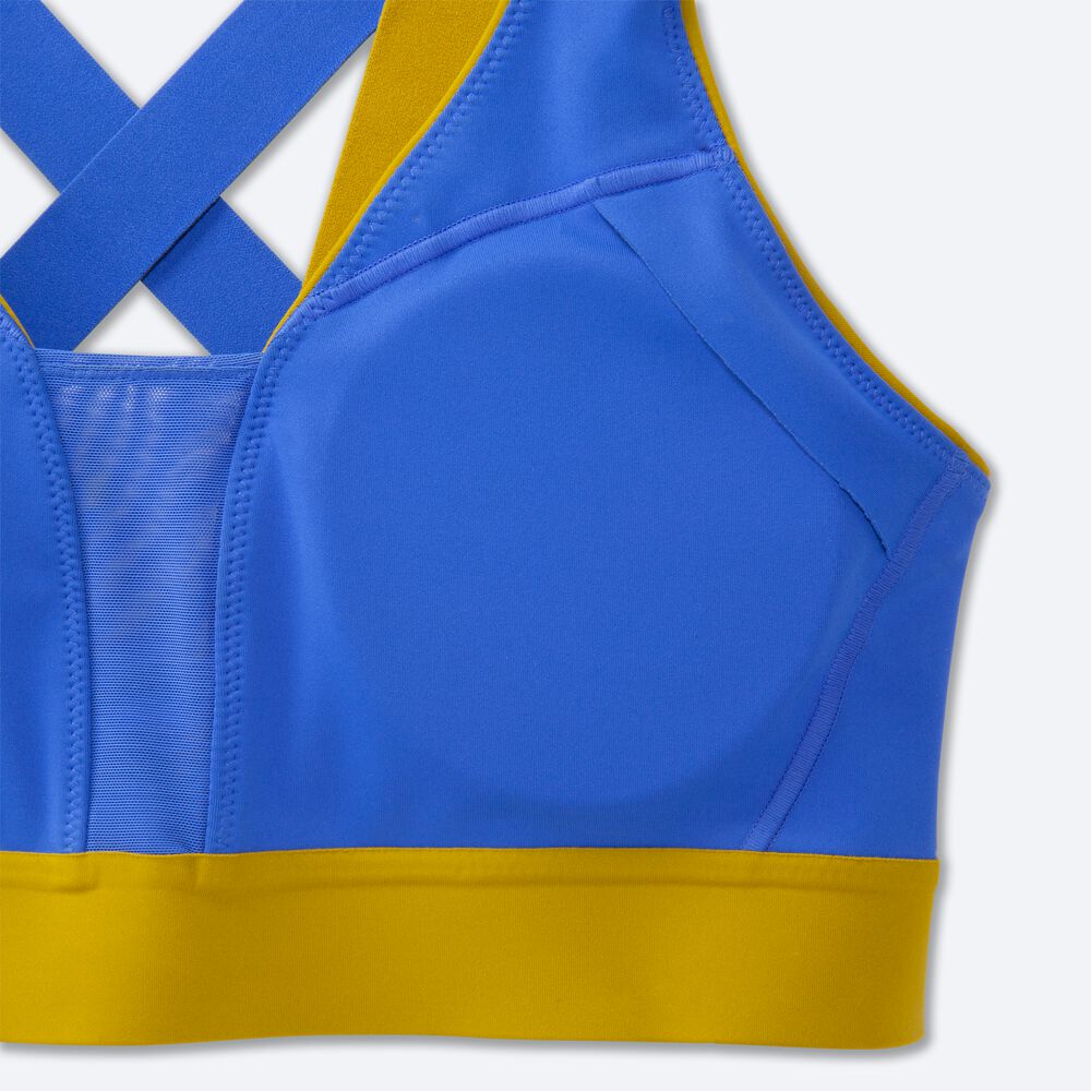 Sujetadores Deportivos Brooks Drive Plunge Run Bra Mujer Doradas/Azules | Ecuador-70618