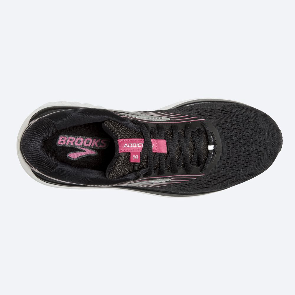 Zapatillas Running Brooks Addiction 14 Mujer Negras/Rosas/Plateadas | Ecuador-86021