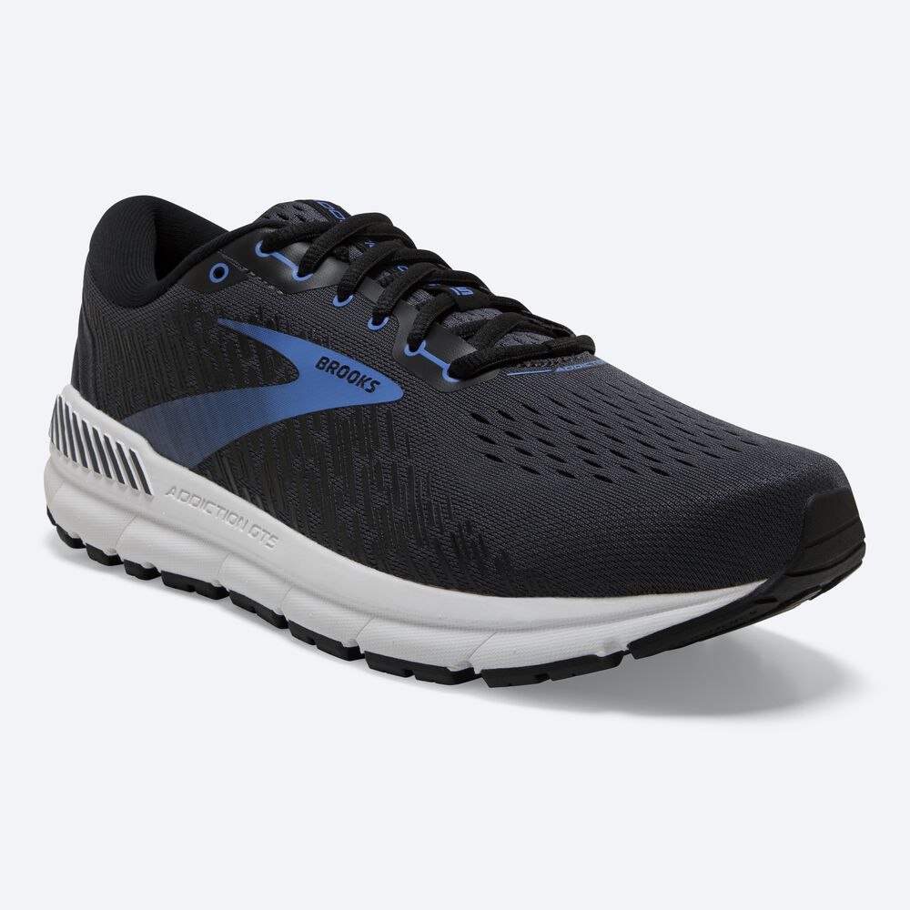 Zapatillas Running Brooks Addiction GTS 15 Hombre Negras/Azules | Ecuador-05781