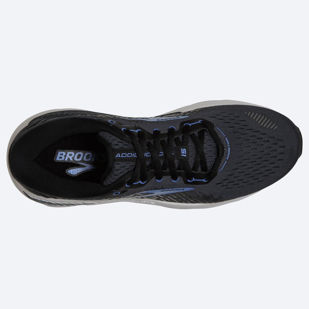 Zapatillas Running Brooks Addiction GTS 15 Hombre Negras/Azules | Ecuador-05781