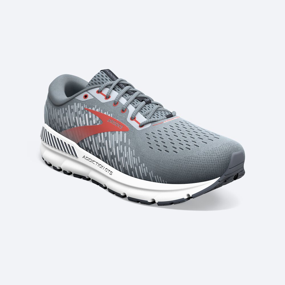 Zapatillas Running Brooks Addiction GTS 15 Hombre Gris/Rojas | Ecuador-90417