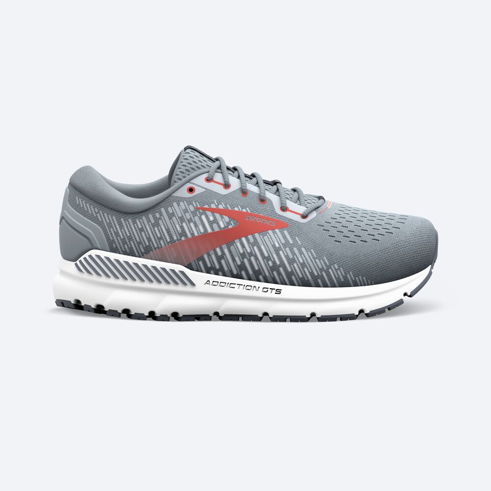 Zapatillas Running Brooks Addiction GTS 15 Hombre Gris/Rojas | Ecuador-90417