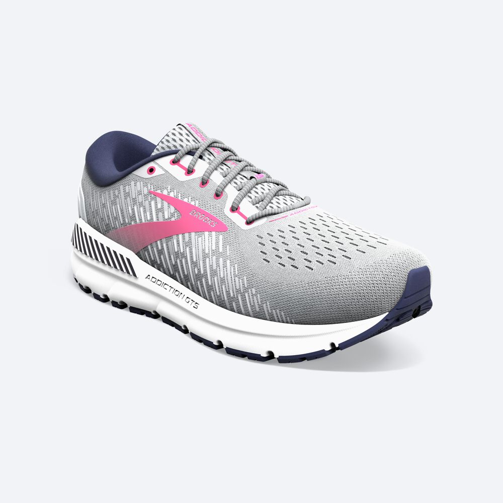 Zapatillas Running Brooks Addiction GTS 15 Mujer Gris/Azul Marino/Rosas | Ecuador-92704