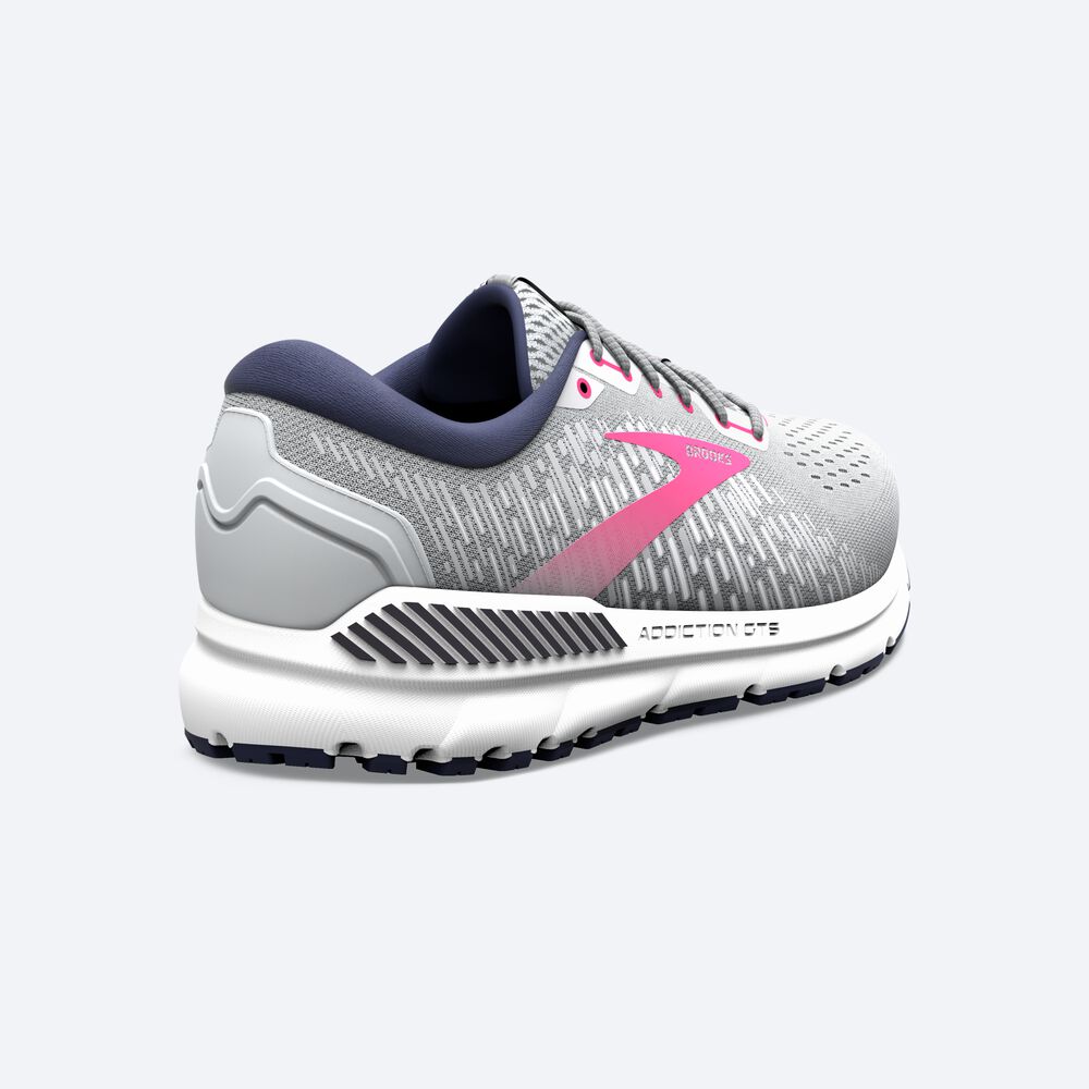 Zapatillas Running Brooks Addiction GTS 15 Mujer Gris/Azul Marino/Rosas | Ecuador-92704