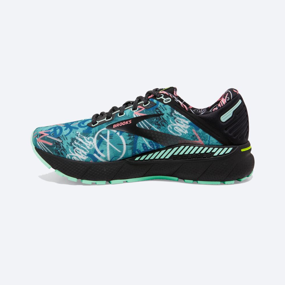 Zapatillas Running Brooks Adrenaline GTS 22 Mujer Negras/Verde/Rosas | Ecuador-01798