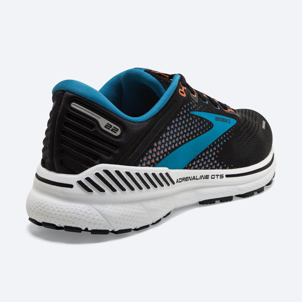 Zapatillas Running Brooks Adrenaline GTS 22 Hombre Negras/Azules/Naranjas | Ecuador-05937