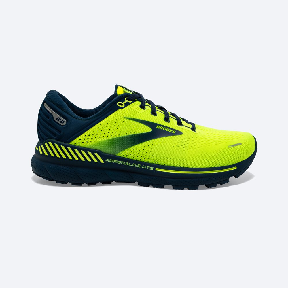 Zapatillas Running Brooks Adrenaline GTS 22 Hombre Amarillo/Azul Marino | Ecuador-08932