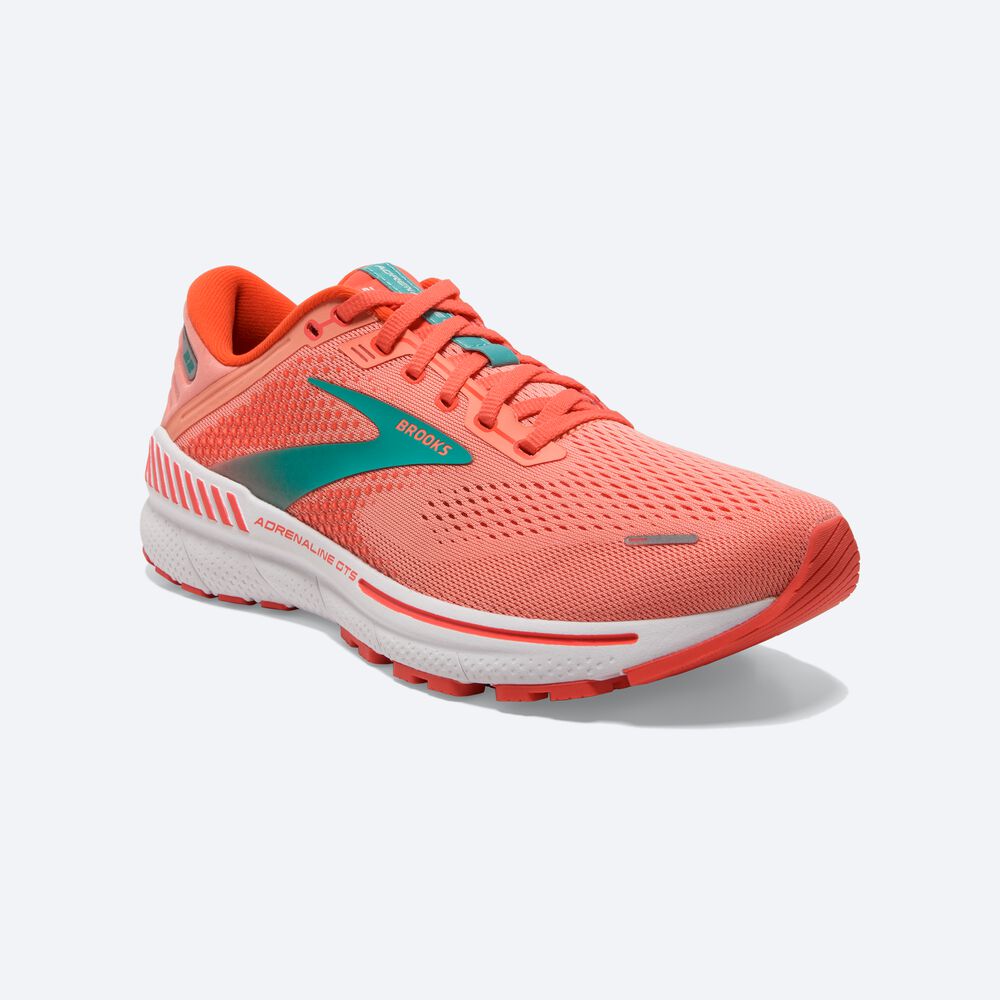 Zapatillas Running Brooks Adrenaline GTS 22 Mujer Coral/Blancas | Ecuador-32597