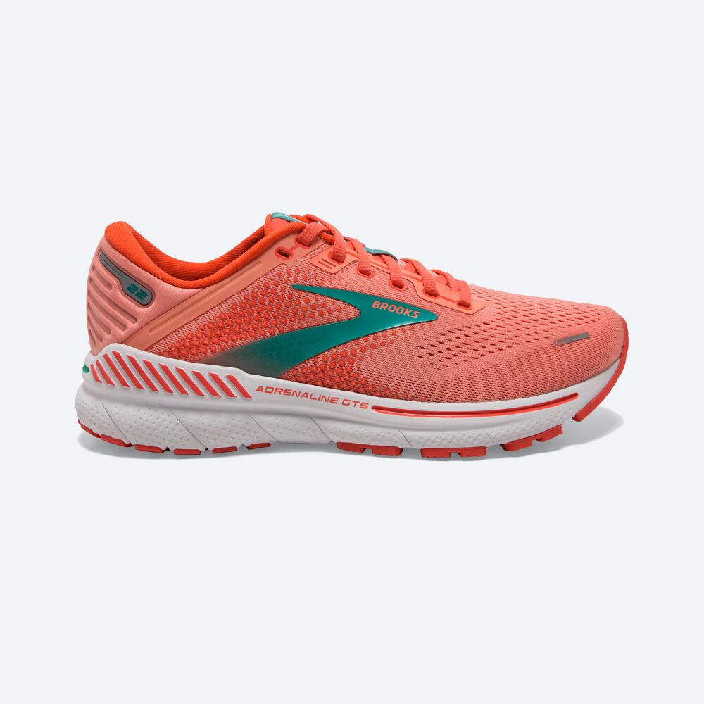 Zapatillas Running Brooks Adrenaline GTS 22 Mujer Coral/Blancas | Ecuador-32597