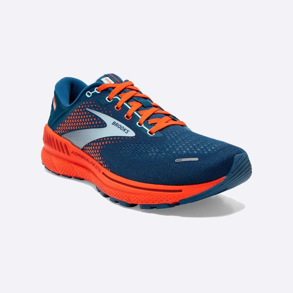 Zapatillas Running Brooks Adrenaline GTS 22 Hombre Azules/Azules Claro/Naranjas | Ecuador-41796