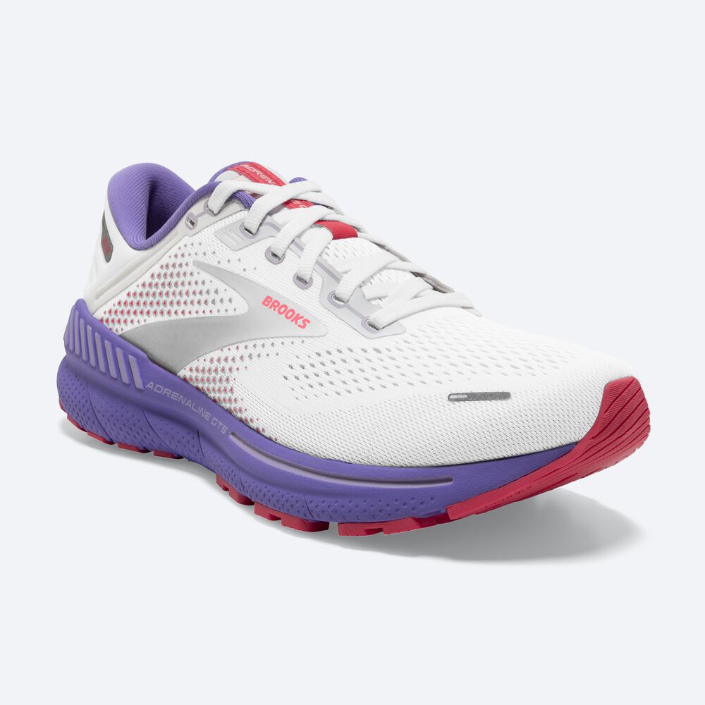 Zapatillas Running Brooks Adrenaline GTS 22 Mujer Blancas/Coral/Moradas | Ecuador-95108