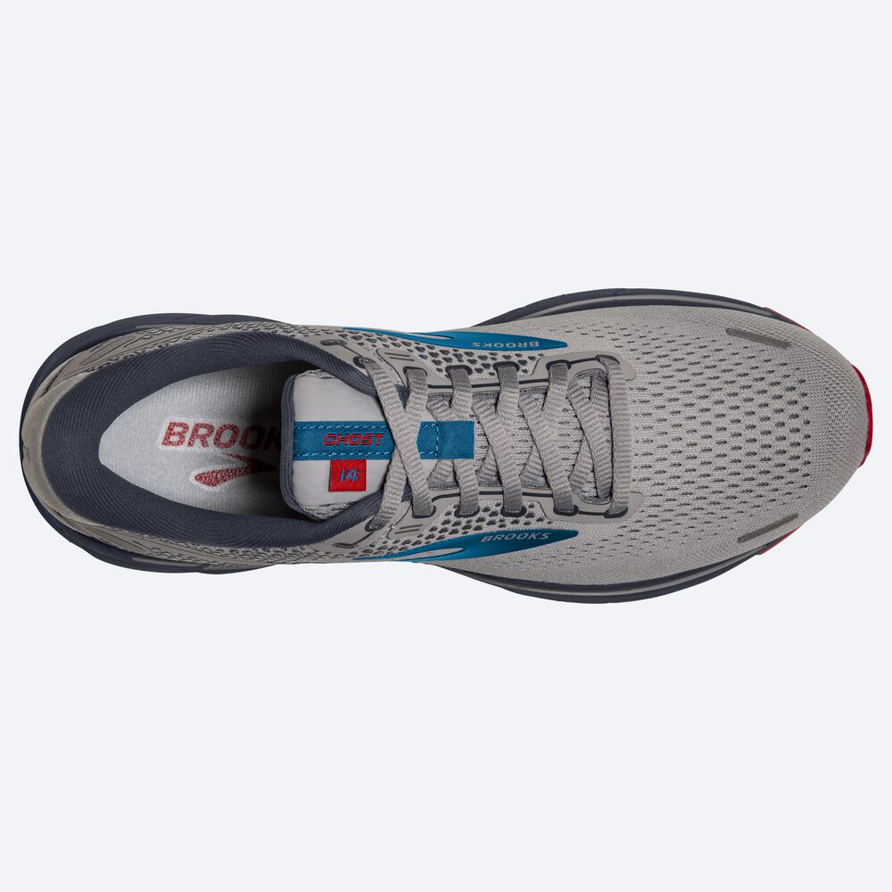 Zapatillas Running Brooks Ghost 14 Hombre Gris/Azules/Rojas | Ecuador-31097